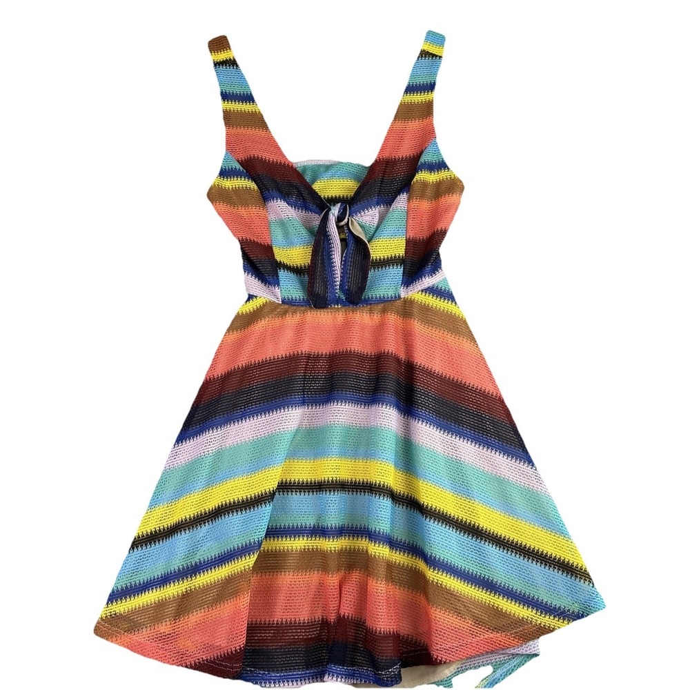 Karlie Dress Size M Striped Knit Skater Halter Top Lined Mod Retro‎ 70's Vintage